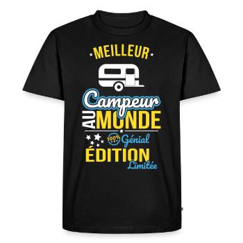 Meilleur Campeur au monde - 100% génial - T-shirt Premium bio Homme - noir - Devant - Nico (187cm)
