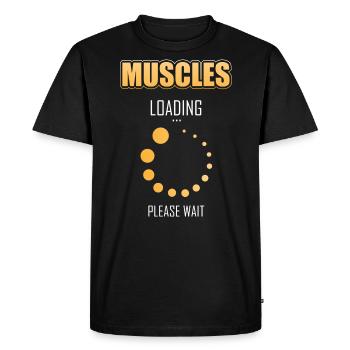 Muscle charger s’il vous plaît attendre Le drôle de sport Rengain - T-shirt Premium bio Homme - noir - Devant - Nico (187cm)