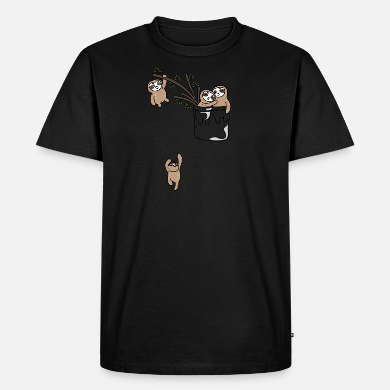 faultier - Männer Premium Bio T-Shirt - Schwarz
