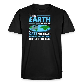 Chat terre plate cadeau terre disant - T-shirt Premium bio Homme - noir - Devant - Nico (187cm)