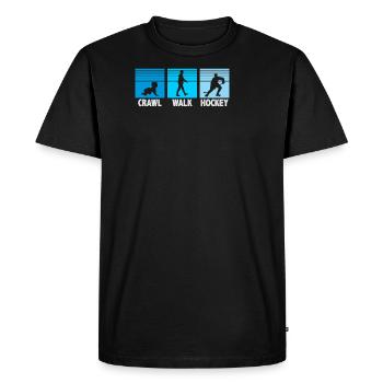 L’évolution du hockey, ramper, courir, hockey - T-shirt Premium bio Homme - noir - Devant - Nico (187cm)