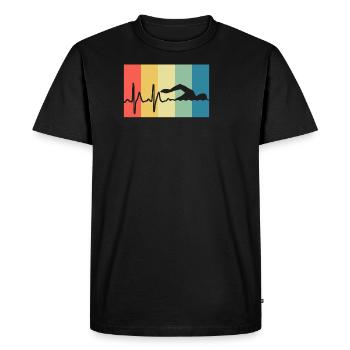 Nageurs rythme cardiaque, ECG - T-shirt Premium bio Homme - noir - Devant - Nico (187cm)