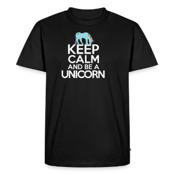 Restez calme Restez calme et soyez une licorne - T-shirt Premium bio Homme - noir - Devant - Nico (187cm)