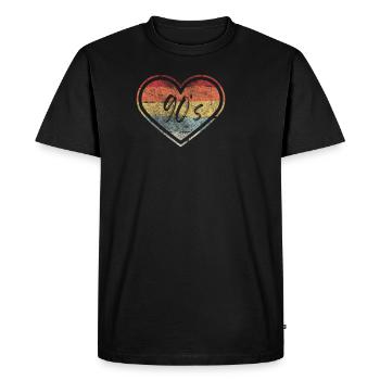 90s retro vintage heart love 90s - Men's Premium Organic T-Shirt - black - Front - Nico (187cm)