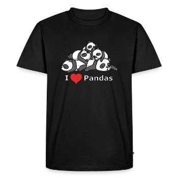 Sleeping pandas with a heart - I Love Pandas - Men's Premium Organic T-Shirt - black - Front - Nico (187cm)
