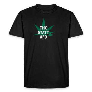 THC Instead of AfD Funny Smoking Pot Cannabis Weed - Men's Premium Organic T-Shirt - black - Front - Nico (187cm)