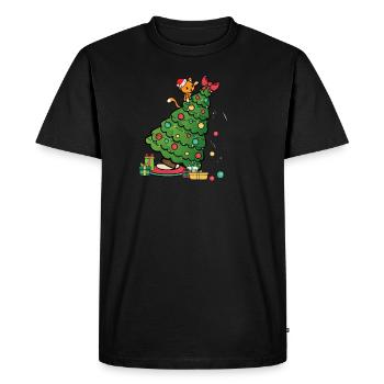 Arbre de Noël pour chat - Chaton de Noël - T-shirt Premium bio Homme - noir - Devant - Nico (187cm)