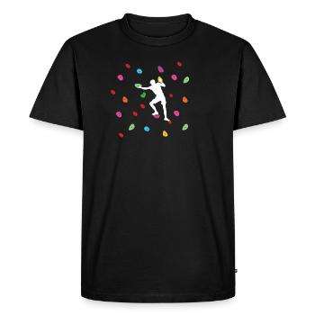 Grimpeurs de bloc - Mur d'escalade coloré - Boulderer - T-shirt Premium bio Homme - noir - Devant - Nico (187cm)