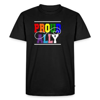 Pride Proud Ally Citation lesbienne gay - T-shirt Premium bio Homme - noir - Devant - Nico (187cm)