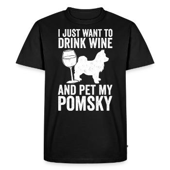 Drôle de chien Pomsky Maman Et Papa Et - T-shirt Premium bio Homme - noir - Devant - Nico (187cm)