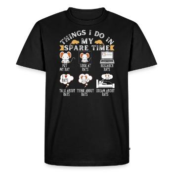 6 Things I do in my spare time pet my rat gift - Men's Premium Organic T-Shirt - black - Front - Nico (187cm)