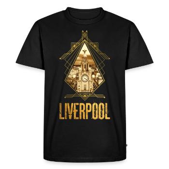 Liverpool England City Skyline Gold Home Love - Men's Premium Organic T-Shirt - black - Front - Nico (187cm)