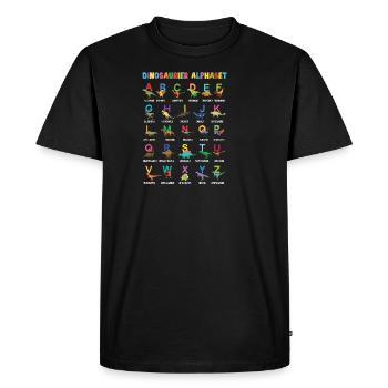 Dinosaure ABC Dino Alphabet avec espèces de Dino - T-shirt Premium bio Homme - noir - Devant - Nico (187cm)