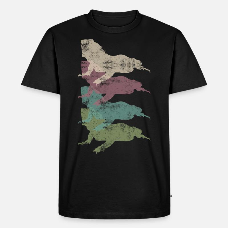 Retro Eidechse Echse - Männer Premium Bio T-Shirt - Schwarz