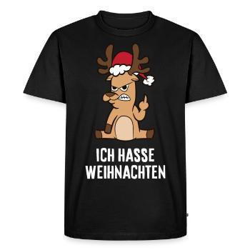 Orignal agacé Je déteste les rennes de Noël - T-shirt Premium bio Homme - noir - Devant - Nico (187cm)