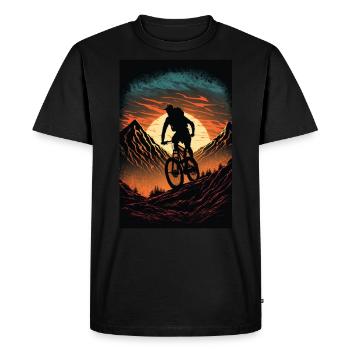Extreme athletes downhill riders at sunset - Men's Premium Organic T-Shirt - black - Front - Nico (187cm)