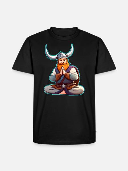 Niedlicher Wikinger macht Yoga - Männer Premium Bio T-Shirt - Schwarz
