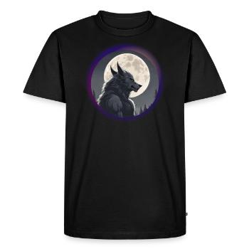 Le loup-garou aime la lune - T-shirt Premium bio Homme - noir - Devant - Nico (187cm)