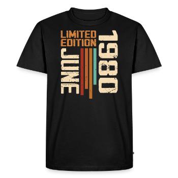 Juin 1980 Cadeau anniversaire Juin 1980 Rétro 1980 - T-shirt Premium bio Homme - noir - Devant - Nico (187cm)