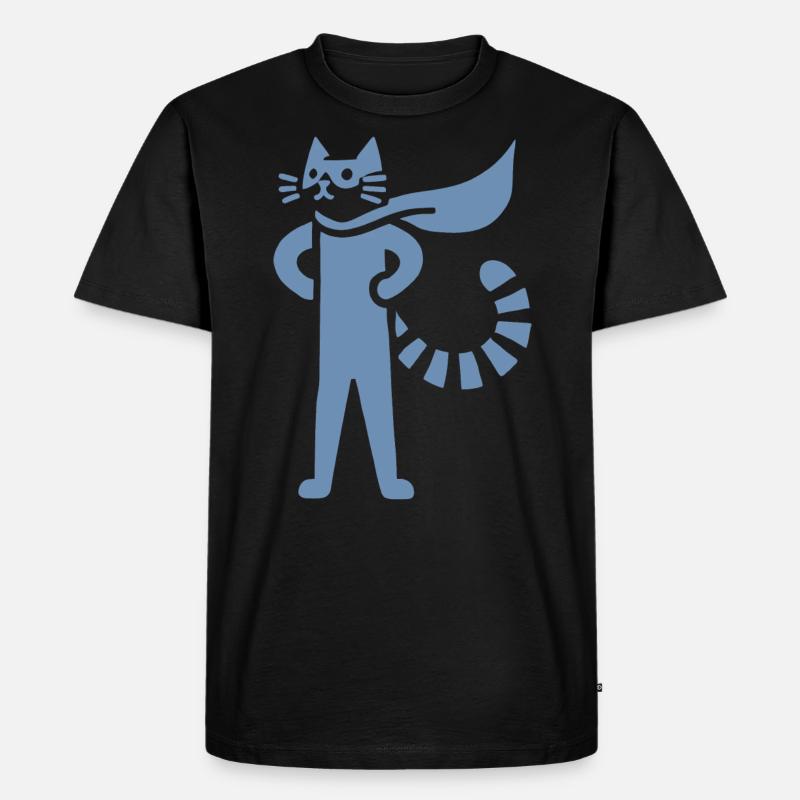 Katzen Superheld Held Silhouette Umhang - Männer Premium Bio T-Shirt - Schwarz
