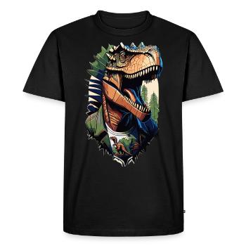 Style Tyrannosaurus - Raptor cool en veste - T-shirt Premium bio Homme - noir - Devant - Nico (187cm)