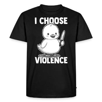 Duck of Chaos || I Choose Violence || Cute Duck - Men's Premium Organic T-Shirt - black - Front - Nico (187cm)