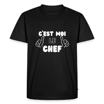 C'est moi le chef, humour, cadeau - T-shirt Premium bio Homme - noir - Devant - Nico (187cm)