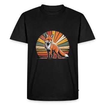 Renard Vintage Animal Renard Rouge - T-shirt Premium bio Homme - noir - Devant - Nico (187cm)