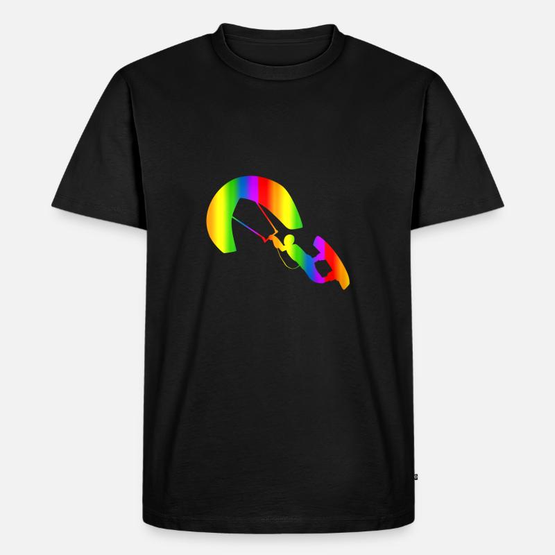 Bunter Kitesurfing Regenbogen - Männer Premium Bio T-Shirt - Schwarz