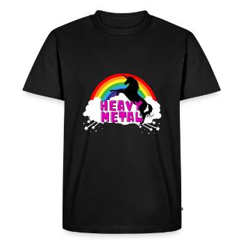 Damen chemise en métal lourd Unicorn Einhorn Regenbogen - T-shirt Premium bio Homme - noir - Devant - Nico (187cm)