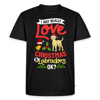 Labrador Retriever Dog Puppy Owner Christmas - Men's Premium Organic T-Shirt - black - Front - Nico (187cm)