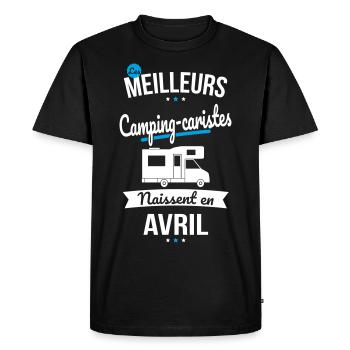 Les meilleurs camping-caristes naissent en Avril - T-shirt Premium bio Homme - noir - Devant - Nico (187cm)