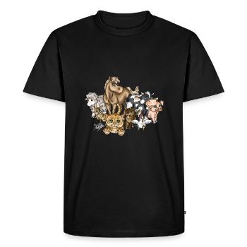 Animal farm animals farm animal lover illustration cartoon - Men's Premium Organic T-Shirt - black - Front - Nico (187cm)