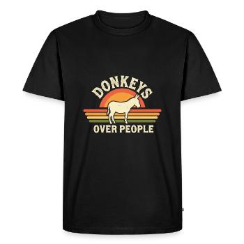 Donkeys Over People Funny Donkey Saying - Men's Premium Organic T-Shirt - black - Front - Nico (187cm)