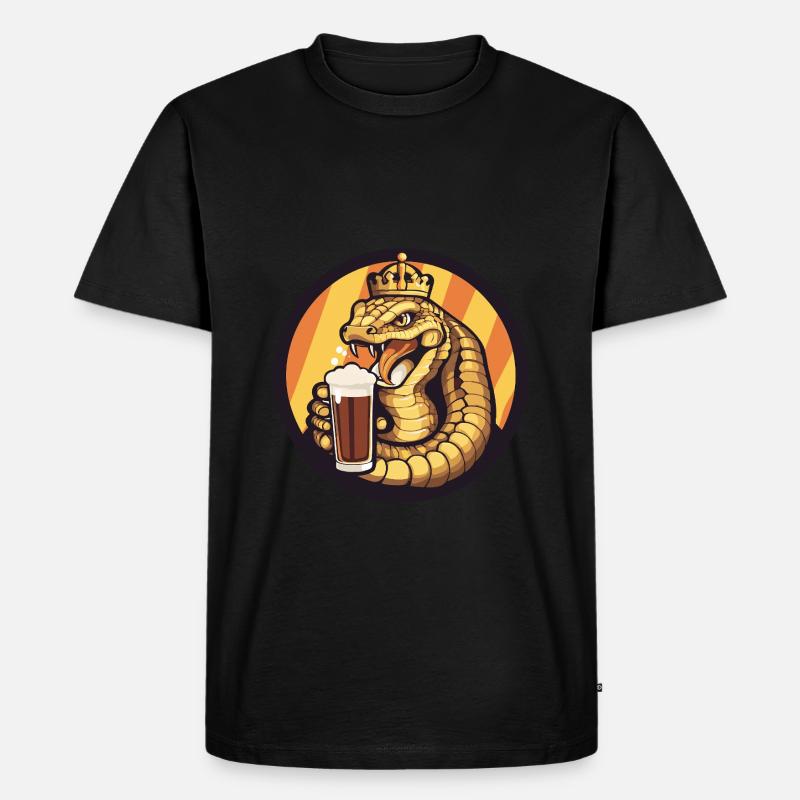 Schlange Kobra Bier - Männer Premium Bio T-Shirt - Schwarz