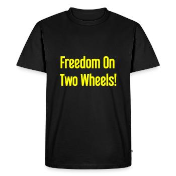 Freedom on Two Wheels - Cyclist Design - Men's Premium Organic T-Shirt - black - Front - Nico (187cm)