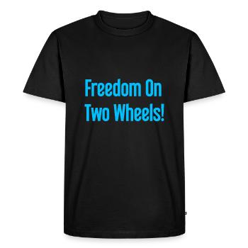 Freedom on Two Wheels - Cyclist Design - Men's Premium Organic T-Shirt - black - Front - Nico (187cm)