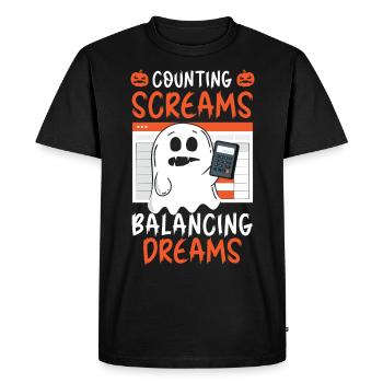 Compter les cris Équilibrer les rêves Halloween - T-shirt Premium bio Homme - noir - Devant - Nico (187cm)