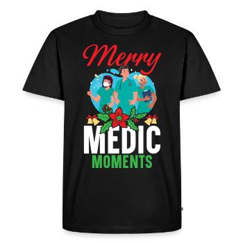 Joyeux moments médicaux Infirmière Noël - T-shirt Premium bio Homme - noir - Devant - Nico (187cm)