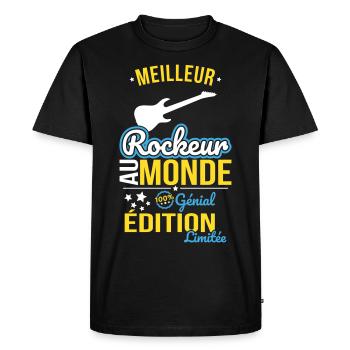 Meilleur Rockeur au monde - 100% génial - T-shirt Premium bio Homme - noir - Devant - Nico (187cm)