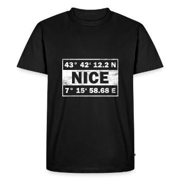 Nice Coordinates France Nice - Men's Premium Organic T-Shirt - black - Front - Nico (187cm)