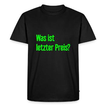 Quel est le dernier prix ? - T-shirt Premium bio Homme - noir - Devant - Nico (187cm)