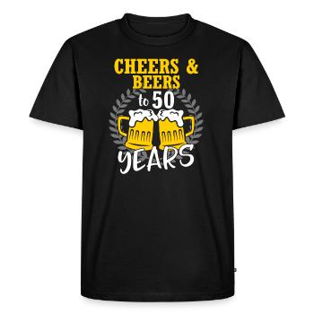 Cheers And Beers To 50 Years - Men's Premium Organic T-Shirt - black - Front - Nico (187cm)