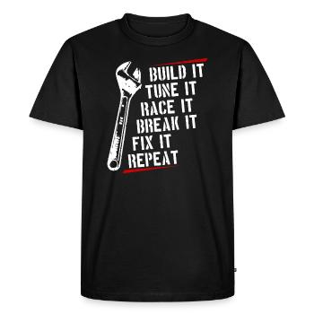 build tunne course de réparation fix répète idée cadeau - T-shirt Premium bio Homme - noir - Devant - Nico (187cm)