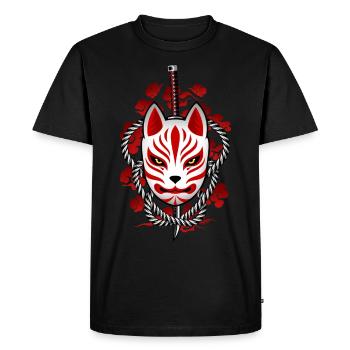 Japan Kitsune - Masque Démon de la forêt - T-shirt Premium bio Homme - noir - Devant - Nico (187cm)