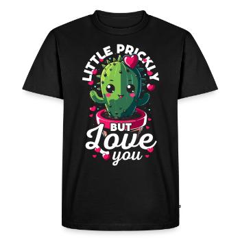 A little prickly but I love you - Cute cactus - Men's Premium Organic T-Shirt - black - Front - Nico (187cm)