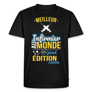 World's Best Nurse - 100% Awesome - Men's Premium Organic T-Shirt - black - Front - Nico (187cm)