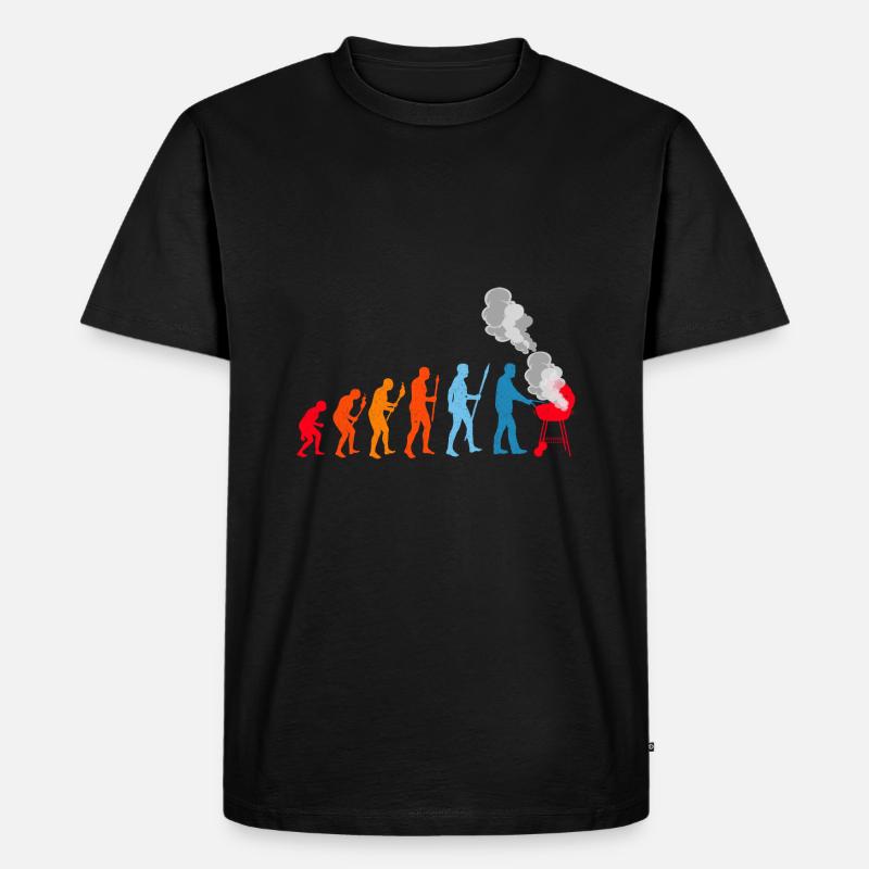 BBQ Evolution Barbecue Fleisch Grillen - Männer Premium Bio T-Shirt - Schwarz