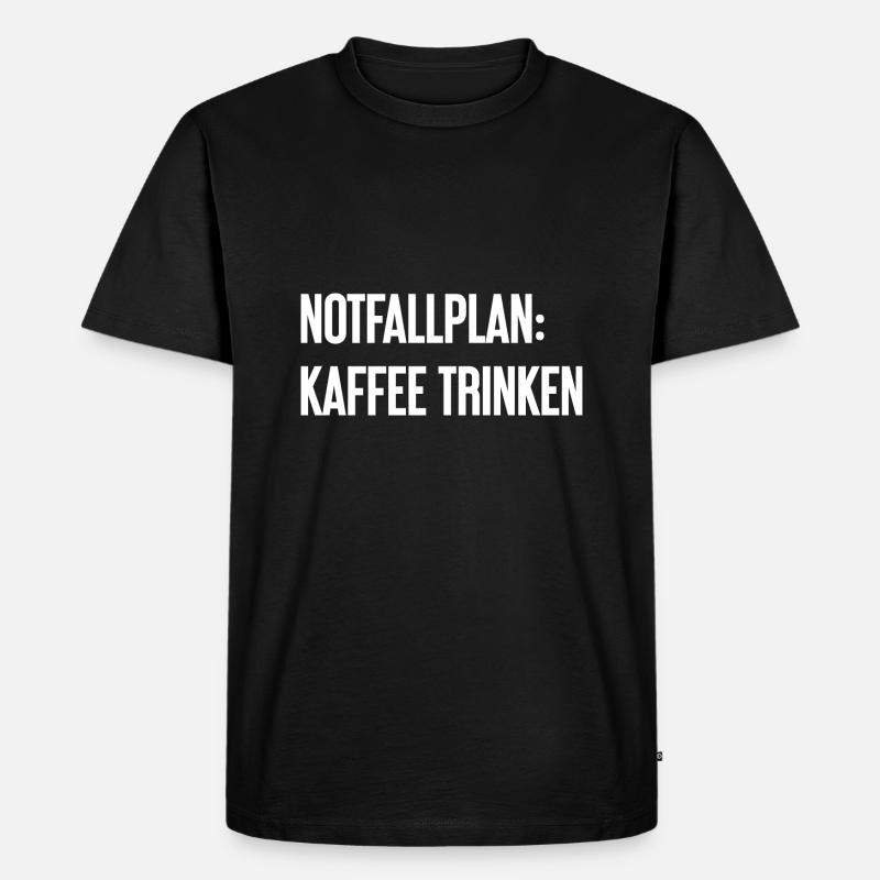 Kaffee-Notfallplan - Männer Premium Bio T-Shirt - Schwarz