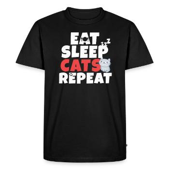 Mangez Sommeil Chat Animal Animal Cadeau Doux - T-shirt Premium bio Homme - noir - Devant - Nico (187cm)